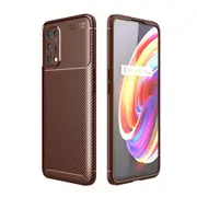 2PCS Shockproof Case For Samsung S10 Carbon FIber Cover Protection Phone Case - Coffee Samsung S10