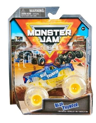 MONSTER JAM 1 64 WALMART EXCLUSIVES BLUE THUNDER LUCAS TRUCK & CAR SPIN MASTER