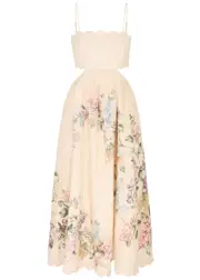 Zimmermann Halliday Floral-print Linen Midi Dress - Multi Floral - 0 (UK 8 / S) 0 (UK 8 / S)