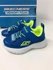 Skechers Dynamight Hyper Torque Memory Foam Blue/Lime Boy Sneakers Size 5 New