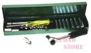 22 PC 1/4" DRIVE SOCKET SET METRIC RATCHET TOOLS (MM) w/ Metal Case