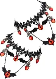 [WOFASHPURET] 2pcs Gothic Bat Vintage Choker Necklace Vampire Costume Accessory for Halloween Gothic Jewelry for Women