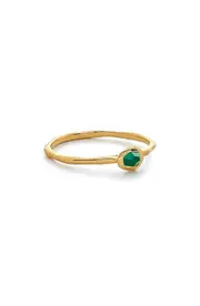 Monica Vinader Odyssey Green Onyx Stacking Ring in 18Ct Gold Vermeil /Green Onyx at Nordstrom, Size 7 18Ct Gold Vermeil/Green Onyx