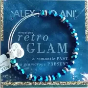 Alex + Ani Retro Glam Luminous Cobalt Gleam Blue Beaded Bangle Bracelet NIP