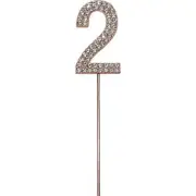 Rose Gold Diamante Number 2 Two Cake Topper Birthday Party Decorations