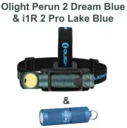 OLIGHT Perun 2 Dream Blue Rechargeable Headlamp & I1R 2 PRO Lake Blue Flashlight