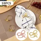 18Pcs Gold Napkin Ring Bow Shape Napkin Ring Holder Exquisite Serviette FaCTL