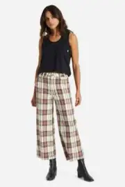 BRIXTON VICTORY RETRO 70'S WIDE LEG HIGH WAIST CROPPED PLAID PANTS - NWT - SZ 29