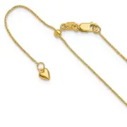 14K Yellow Gold Adjustable .8mm Diamond Cut Wheat Chain; 22 inch; Lobster Clasp