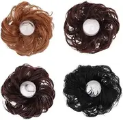 KAILIKETIY 4pcs Messy Bun Hairpiece Women's Hair Bun Scrunchies Ponytail Extensions Curly Chignon Hairpiece