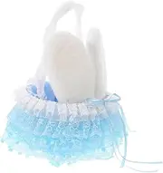 HORIALENCE Easter Bunny Ear Basket Handwoven Decorative Storage Basket for Eggs and Treats Cute Floral Design for Easter Celebrations Versatile for Decor