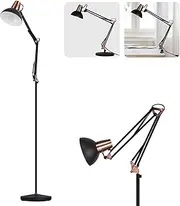 [FIRVRE] LED Floor Lamp, Retro Metal Swivel Floor Lamp, 3 Usage Modes, Floor Lamp, Desk Lamp & Clip Lamp, E27 Architect Reading Lamp with Pressure Switch for Bedroom, Office, Studio