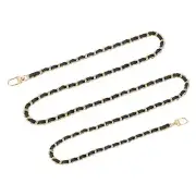 55" Purse Chain Strap with Buckles for Shoulder and Cross Body (Black + Gold)