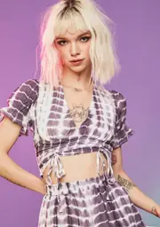 Kissing Booth Tie Dye Ruched Crop Top