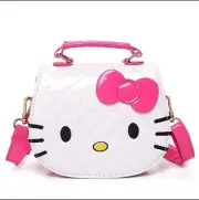 Hello Kitty Face Hot Pink Bow Xbody Bag White Patent Leather Girl's Sling Purse