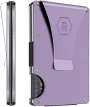 [The Ridge] Minimalist Slim Wallet For Women - RFID Blocking Front Pocket Credit Card Holder - Matel Wallet For women With Money Clip, Lavender, Minimalist, Money Clip