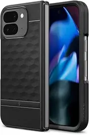 [Caseology] by SPIGEN Parallax for Google Pixel 9 Pro Fold Case, 3D Hexa Cube Design, Built-in Textured TPU Air Space Protective Technology, Raised Edge Protection Non-Slip Grip Cover - Black