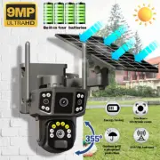 Wireless Solar Battery Powered WiFi 9MP 3 Lens PTZ Outdoor CCTV Security Camera