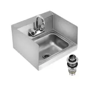 Stainless Steel Hand Sink NSF 17" x 15" Commercial Wall Mount Sink, with Side...