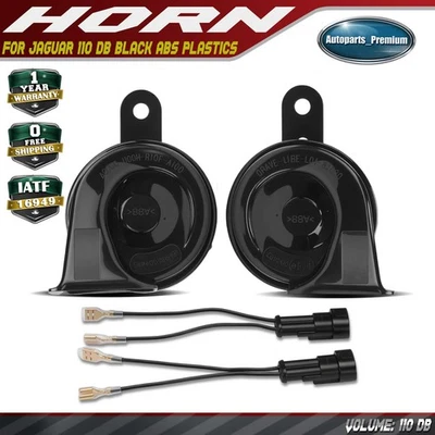 2x 80 mm Black ABS Plastic Snail Horn with 2 Wire Connectors for Jaguar 110 dB