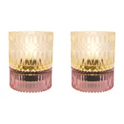2x LVD Led Glass Home/Room Bedside Lamp Light Tabletop Decor 14cm Pink/Amber