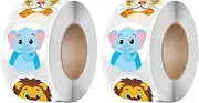 AIMALL Cartoon Animal Stickers, 1.5 Inch Diameter Decorative Labels for Kids, Marine & Land Animals Design, Reward & Party Decorations