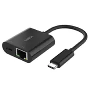 Belkin Connect USB-C to Ethernet + Charge Adapter - Black (INC019BTBK),100W,Ethernet Connection Supporting 10/100/1000 Mbps, Compact, 2 Years Warranty INC019BTBK