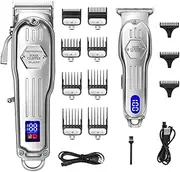 2 in 1 Full Metal Combo Kit Barber Hair Clipper For Men Professional Electric Beard Hair Trimmer Rechargeable Haircut