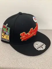 Los Angeles Dodgers Mitchell & Ness Topps Chrome Black Script Hat Cap 7 1/4 New