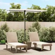 Garden Parasol Outdoor Umbrella Patio Beach Sunshade With Flat Top Sand White