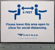 Amtrak Social Distancing 6 Feet Logo Railroad Train Sticker *Clearance* NEW!