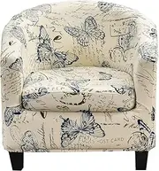 Aedlcal Club Chair Covers, 2-Piece Set Tub Chair Covers with Cushion Cover Stretch Printed Armchair Slipcover Removable Furniture Protector for Living Room Home Bar Counter Club (Butterfly)