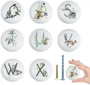 [Lasyman] 8Pack1.5 Ceramic Rabbit with Flowers Butterfly Alphabet Letter Cabinet Handle Knob Safari Animal Furniture Dresser Drawer Pulls and Knobs