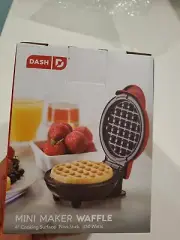 dash mini waffle maker red.
