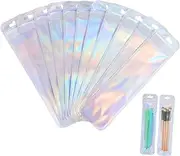JEWEDECO 100pcs Self Sealing Long Packaging Bags Business Wrapping Pouches for Candies Material for Outdoor Storage and Transport Holographic Design