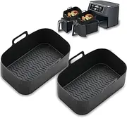 [akulife] Silicone Air Fryer Liners for Ninja Dual Air Fryer, 2 Pack Air Fryer Silicone Liner for Ninja Air Fryer Accessories, Airfryer Accessories Airfryer Liners for Ninja Dual