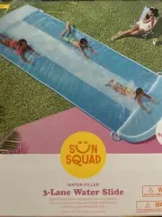Sun Squad 3 Lane 18 Foot Slip N Slide Water Slide with Built-In Sprinklers New