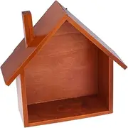 Small House Shaped Wall Shelf Wooden Wall Mounted Storage Shelf Storage Organizer Display Box for Bedroom Living Room Kitchen Office (Color : Wood Color, Size : Size 1)