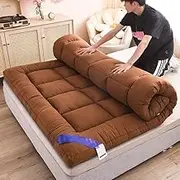 Japanese Floor Mattress Thicken Mattress Padded Roll Up Guest Mattress Cushion Thicken Mattress Pad Sleeping Pad (Color : Dark Brown, Size : 150x200cm(59x79inch))