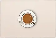Set of 6 Faux Leather Placemats, PU Table Mats, Waterproof, Stain Resistant, Heat Resistant, Non-Slip Easy to Clean for Kitchen Dining Table,Conference Table, Beige