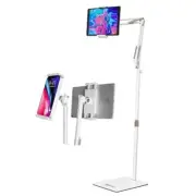 Tablet Floor Stand, Overhead Bed Phone Mount, Height Adjustable Light White