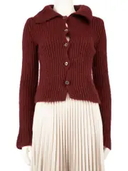 Red Mohair Chunky Knit Cardigan