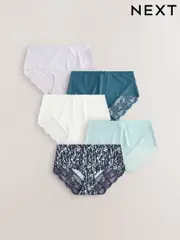 Pastels Midi No VPL Lace Back Briefs 5 Pack (E22777) | $56