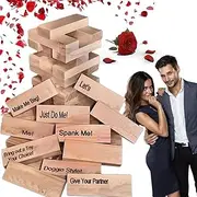 LuGirlre Lust TowerGame for Adults, 48 Pieces Naughty Block Tower Game, Valentine Tumbling Tower Stacking Blocks Game, Stacking Wooden Block Game for Stacking Wooden Block Game for Grown Ups
