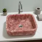 18" Rose Quartz Bathroom Sink & Basin, Semi-Precious Stone, Unique Stone Sink