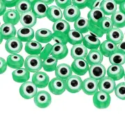 Evil Eye Beads, 65 Pcs 8mm Flat Round Evil Eye Charm, Green