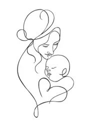 Mother and Baby Line Art Prints – PDF Instant Download A4 to A1 | Nursery Art