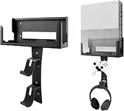 BracNova Wall Mount for Xbox One S -Steel Wall Mount Shelf Stand with Detachable Controller Holder and Headphone Hook（NOT for Xbox Series S）
