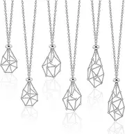 [clothmile] 6 Pcs Adjustable Crystal Stone Holder Necklace Empty Stone Holder Necklace Pendant Chain with Stainless Steel Cage for DIY Jewelry (Silver)