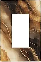 Decorative Outlet Covers Abstract Gold Black Marble Texture 1 Gang Single Decora GFCI Device Light Switch Covers Plate 1 Rocker Wall Plate Jumbo Face Plate